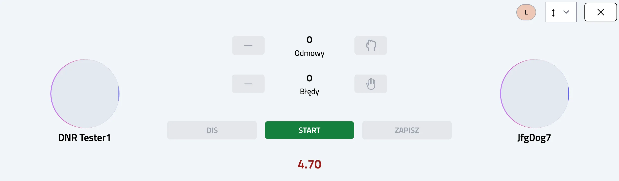 The run screen with the time counted from the start gate